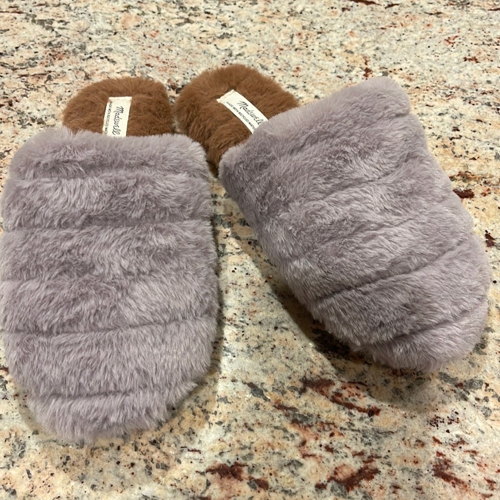 Madewell Faux Fur Cloudlift Lite Slippers Sz 6